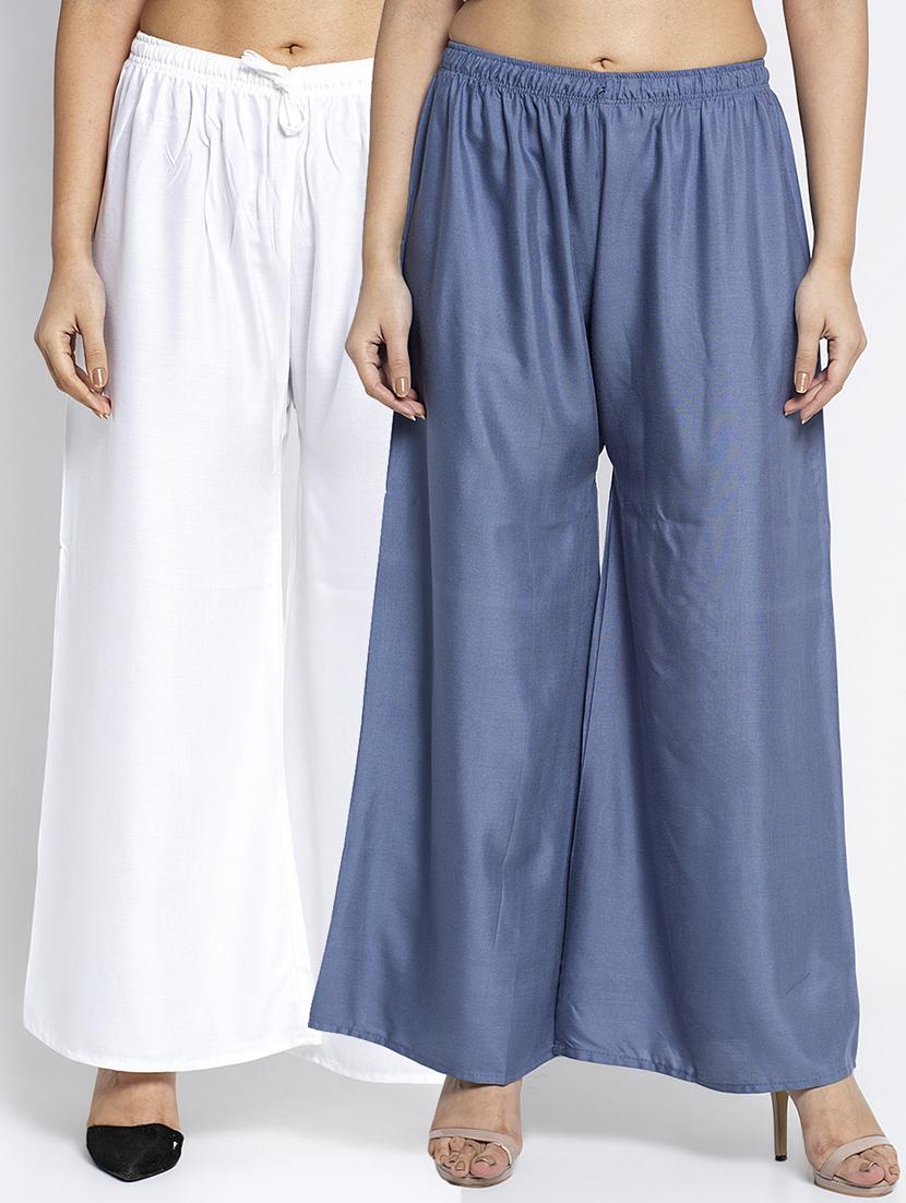 pack of 2 solid flared palazzo - 18984212 -  Zoom Image - 0