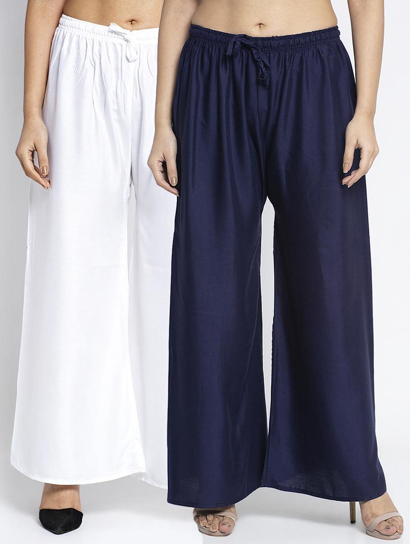pack of 2 solid flared palazzo - 18984222 -  Zoom Image - 0