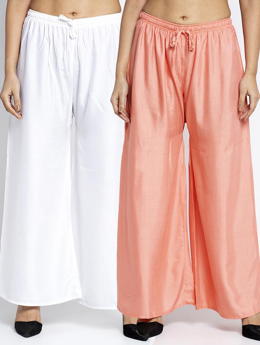 pack of 2 solid flared palazzo - 18984225 -  Zoom Image - 0