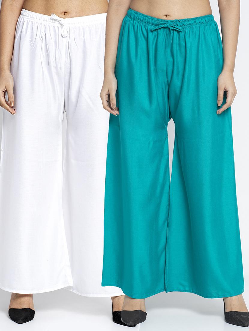 pack of 2 solid flared palazzo - 18984229 -  Zoom Image - 0