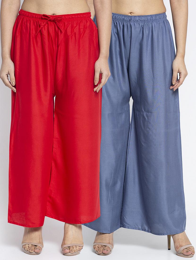 pack of 2 solid flared palazzo - 18984233 -  Zoom Image - 0