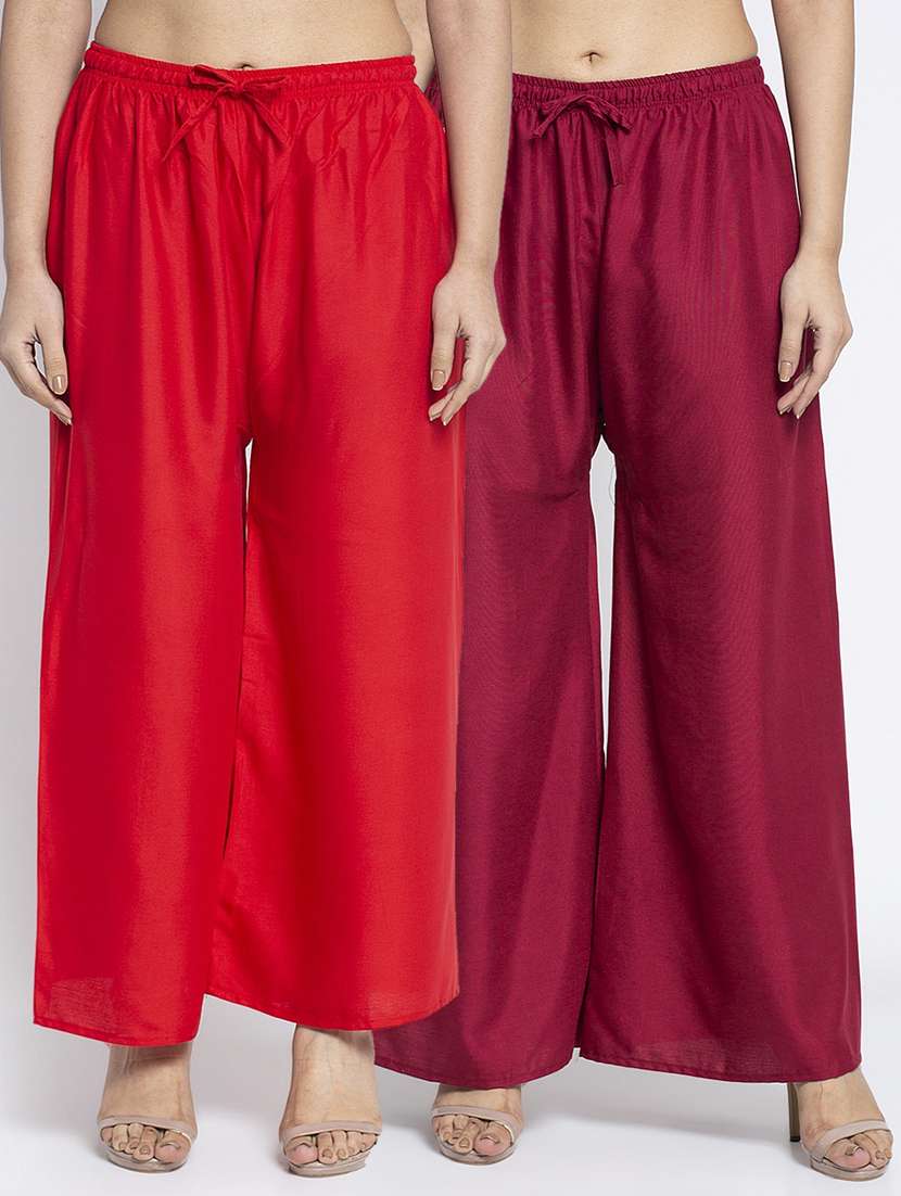 pack of 2 solid flared palazzo