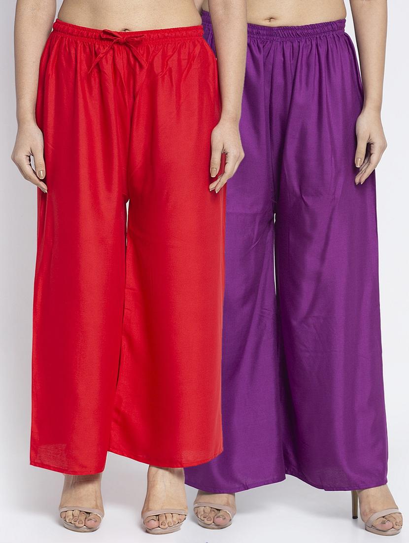 pack of 2 solid flared palazzo - 18984242 -  Zoom Image - 0