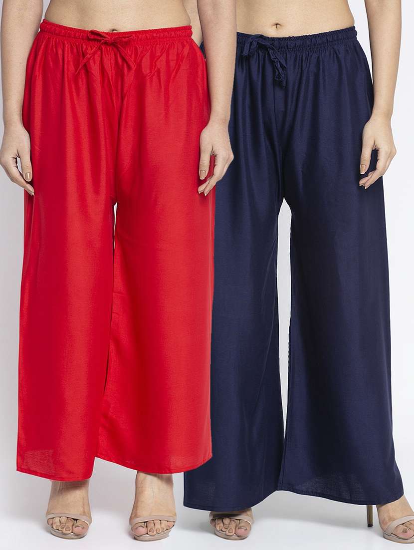 pack of 2 solid flared palazzo - 18984243 -  Zoom Image - 0