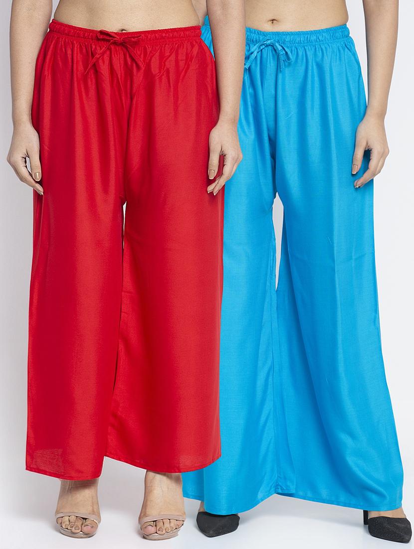 pack of 2 solid flared palazzo - 18984245 -  Zoom Image - 0