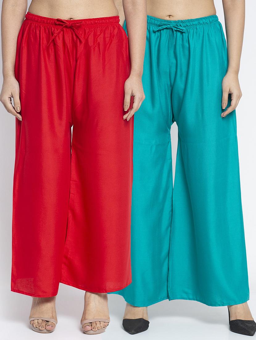 pack of 2 solid flared palazzo - 18984250 -  Zoom Image - 0