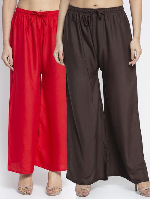 pack of 2 solid flared palazzo - 18984253 -  Standard Image - 0