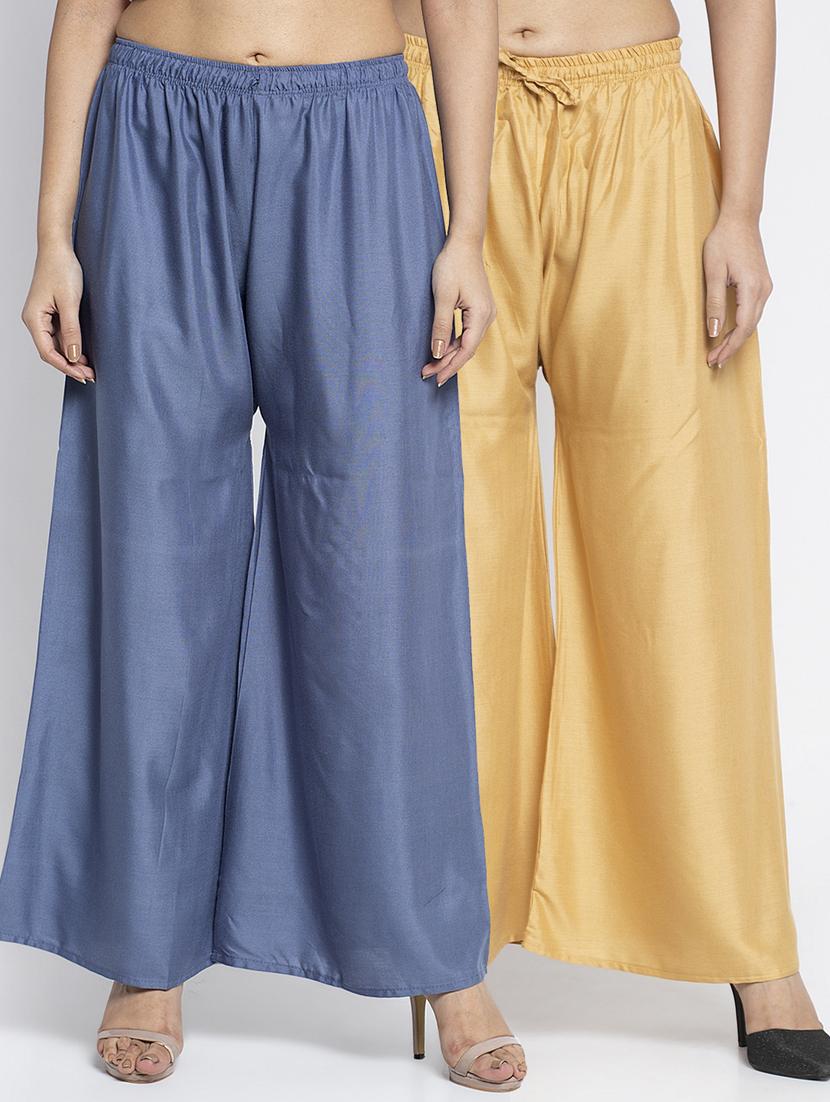 pack of 2 solid flared palazzo - 18984257 -  Zoom Image - 0