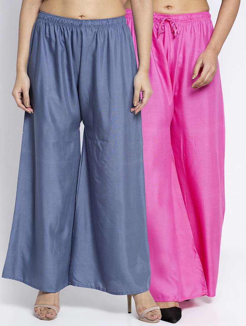 pack of 2 solid flared palazzo