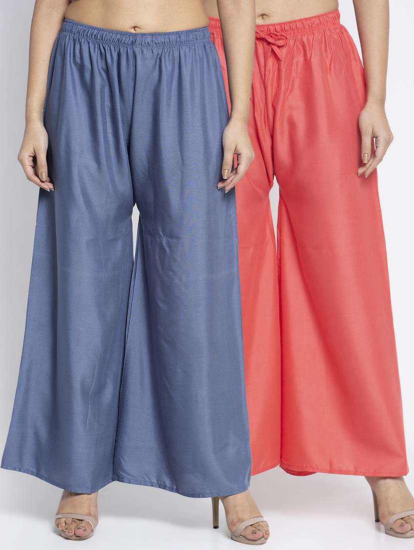 pack of 2 solid flared palazzo