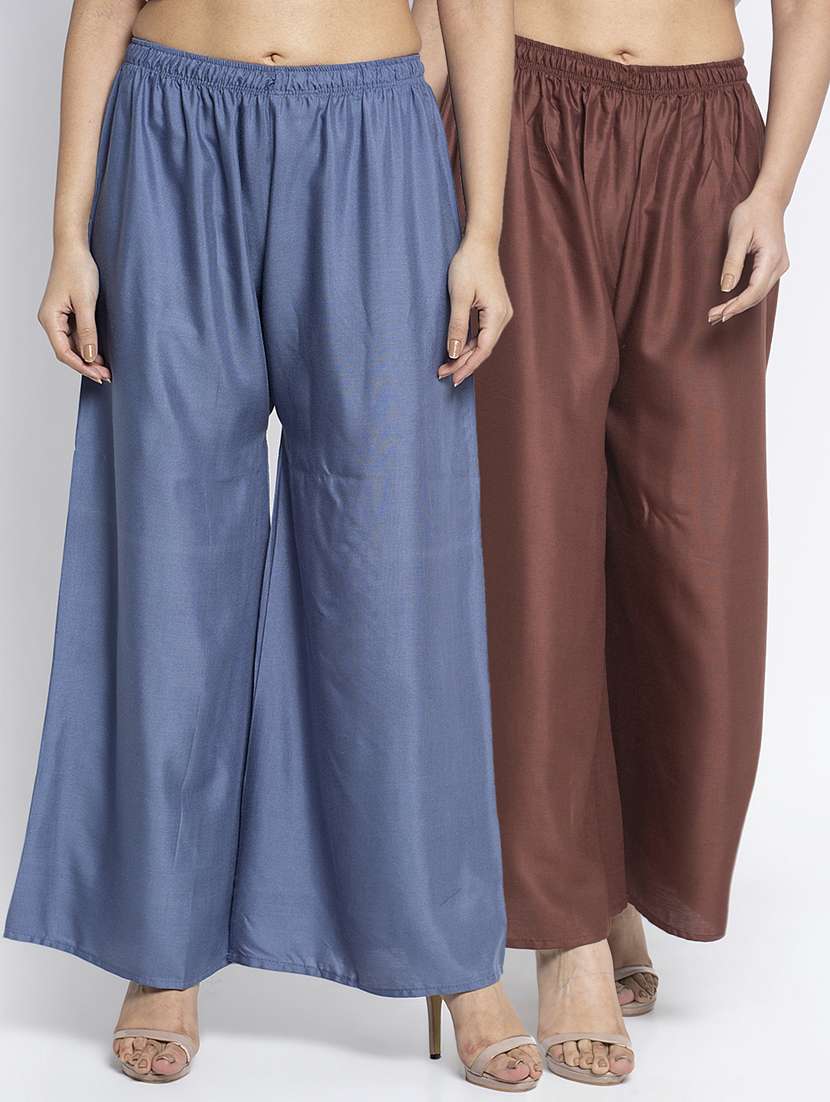 pack of 2 solid flared palazzo
