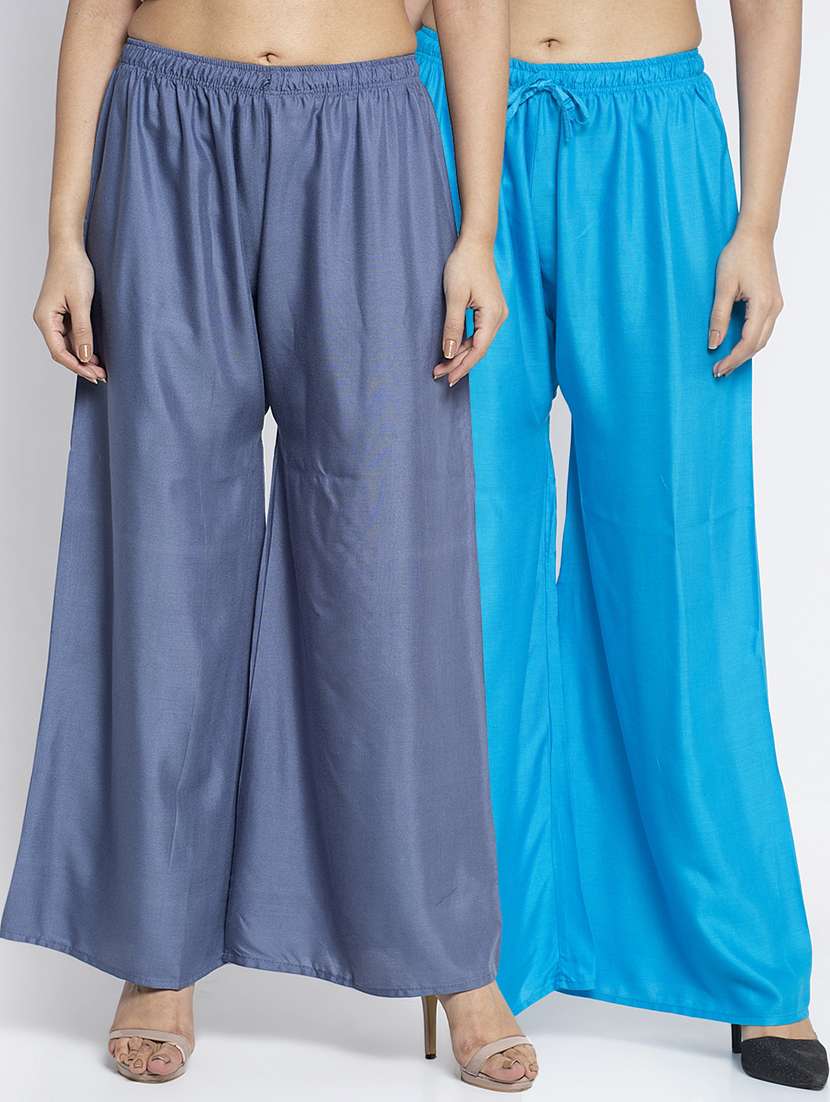 pack of 2 solid flared palazzo