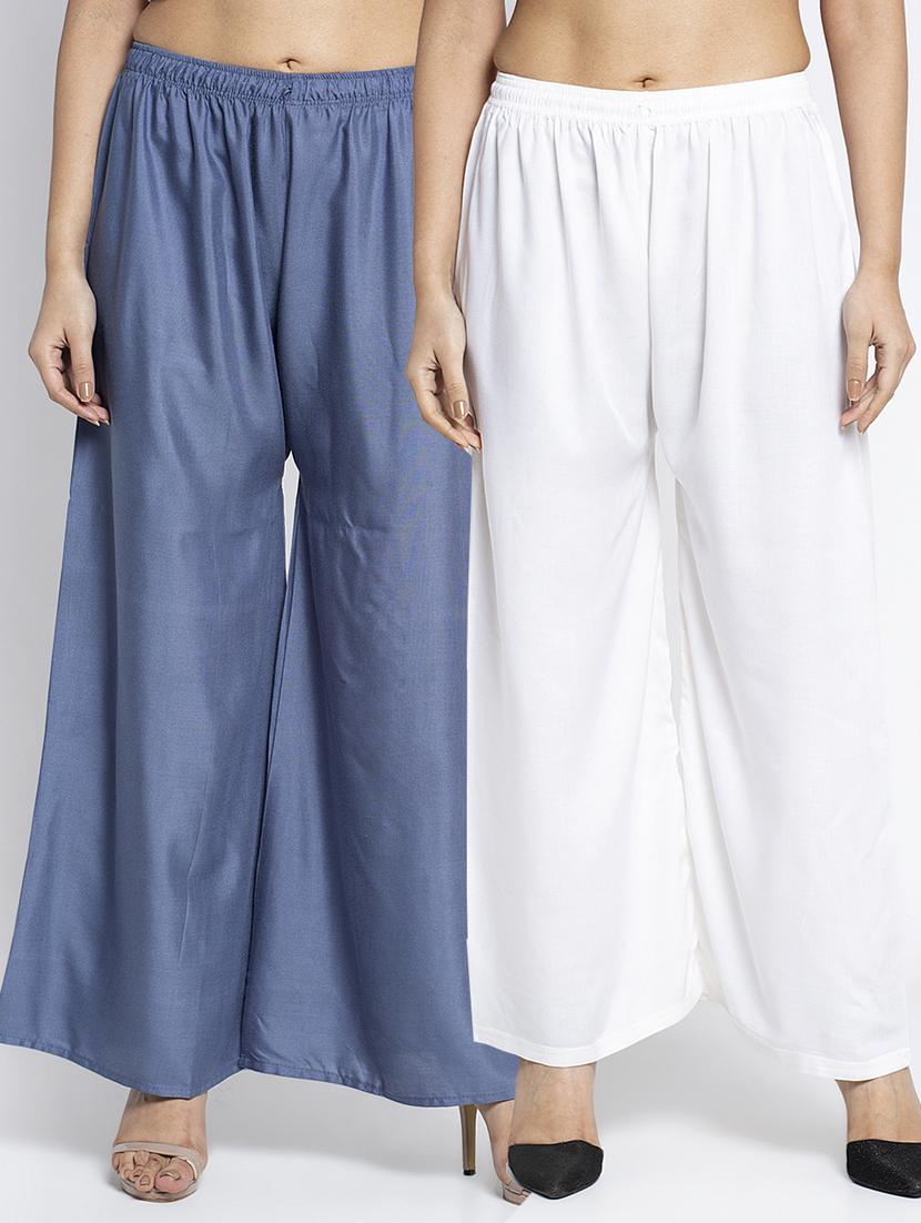 pack of 2 solid flared palazzo - 18984272 -  Zoom Image - 0