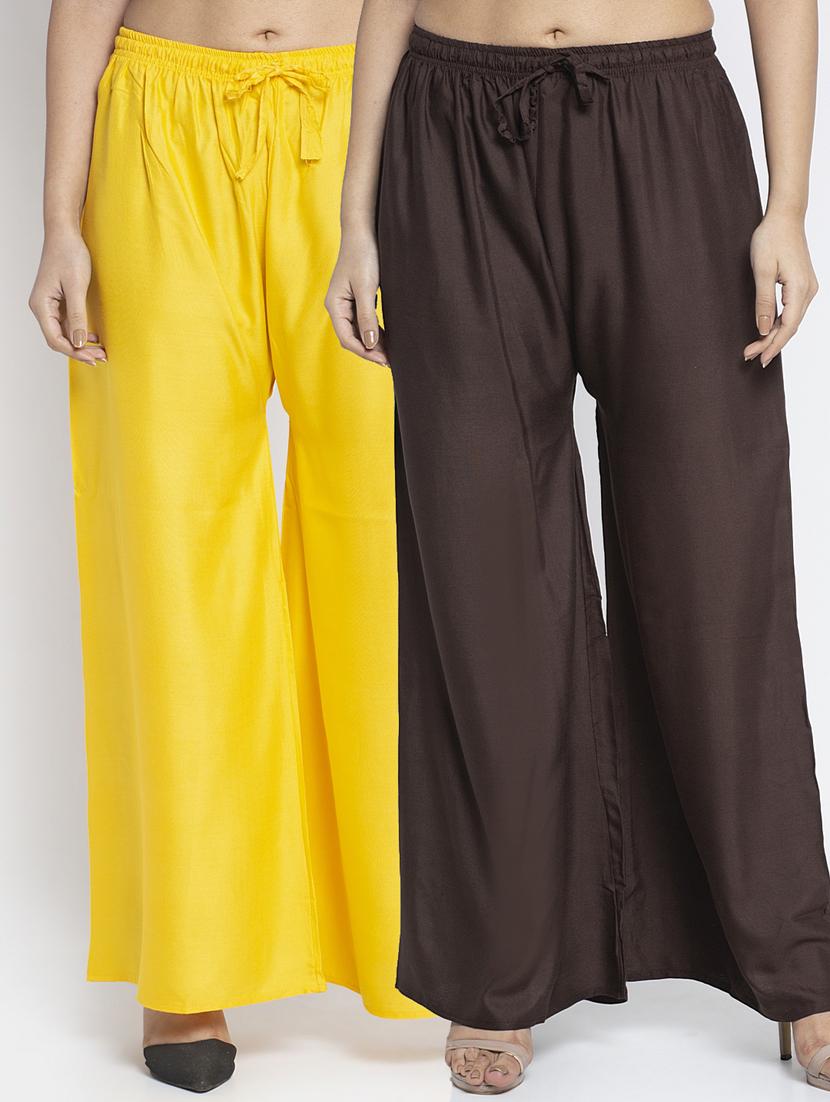 pack of 2 solid flared palazzo - 18984292 -  Zoom Image - 0