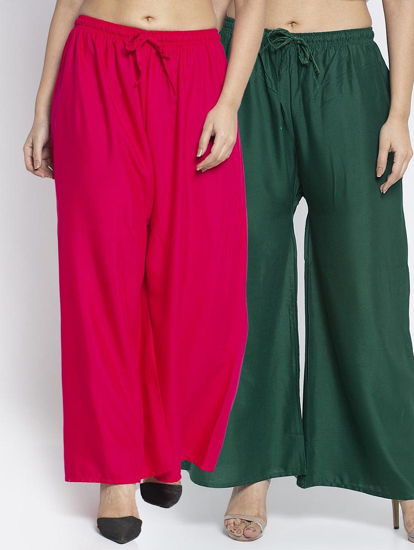 pack of 2 solid flared palazzo - 18984296 -  Zoom Image - 0