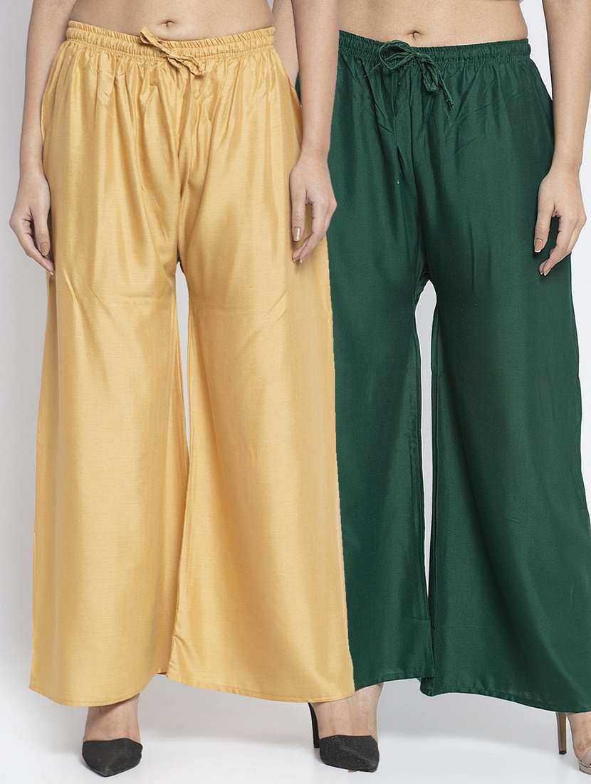 pack of 2 solid flared palazzo