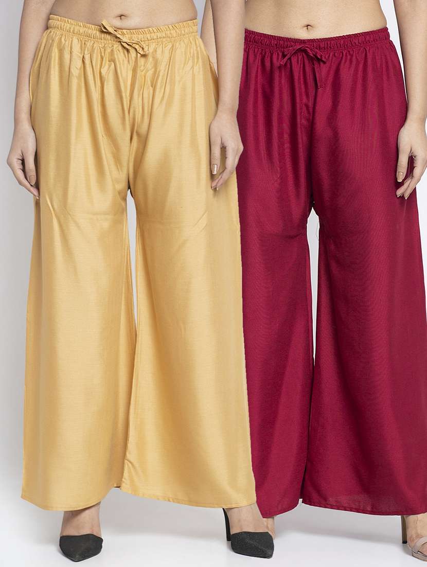 pack of 2 solid flared palazzo