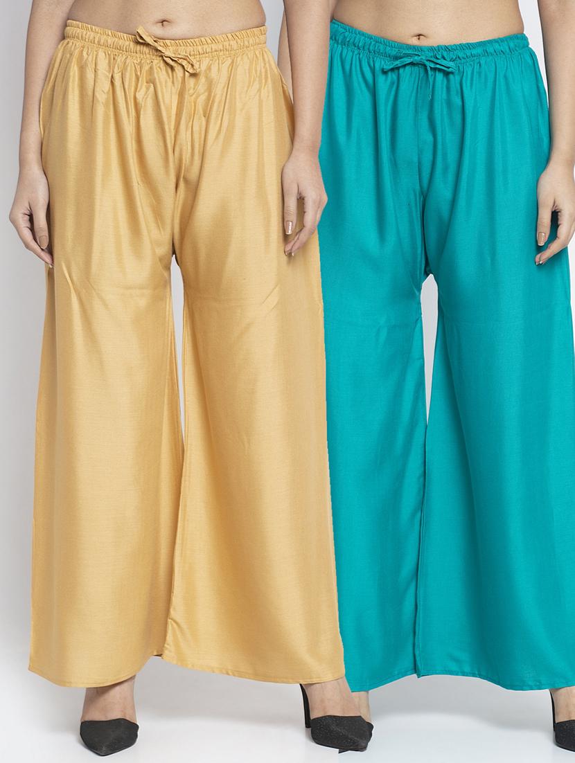 pack of 2 solid flared palazzo - 18984340 -  Zoom Image - 0