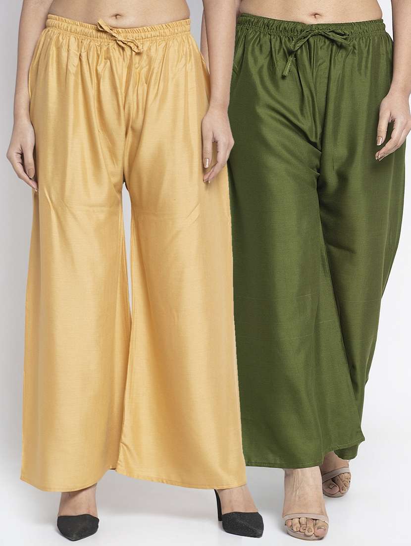 pack of 2 solid flared palazzo