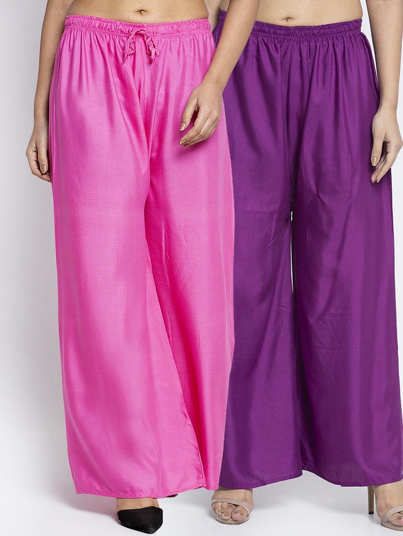 pack of 2 solid flared palazzo - 18984347 -  Zoom Image - 0
