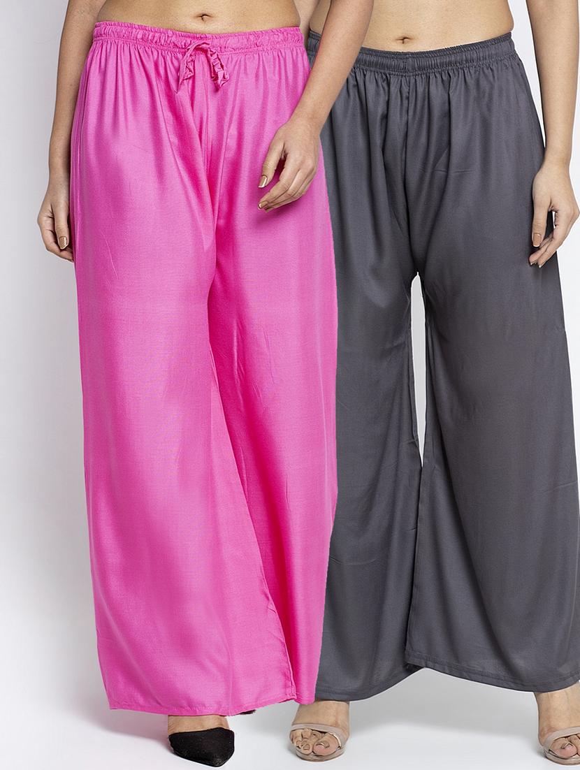 pack of 2 solid flared palazzo - 18984352 -  Zoom Image - 0