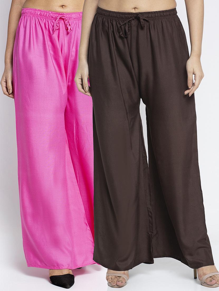 pack of 2 solid flared palazzo - 18984358 -  Zoom Image - 0