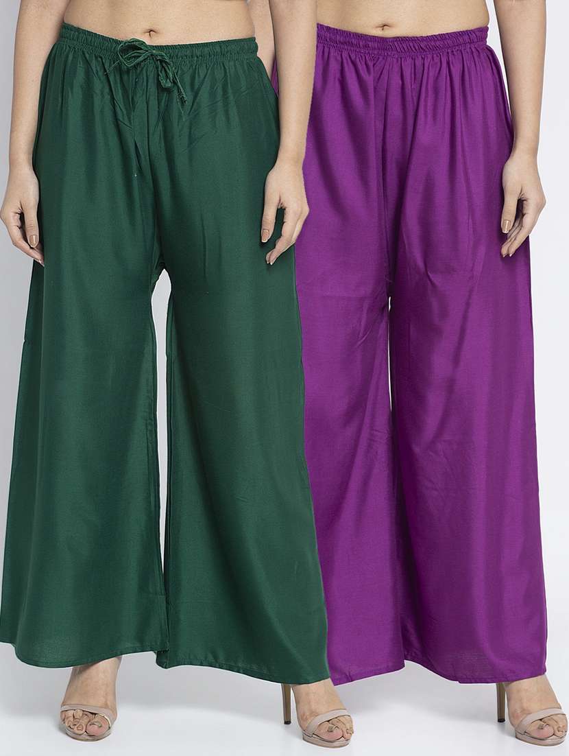 pack of 2 solid flared palazzo