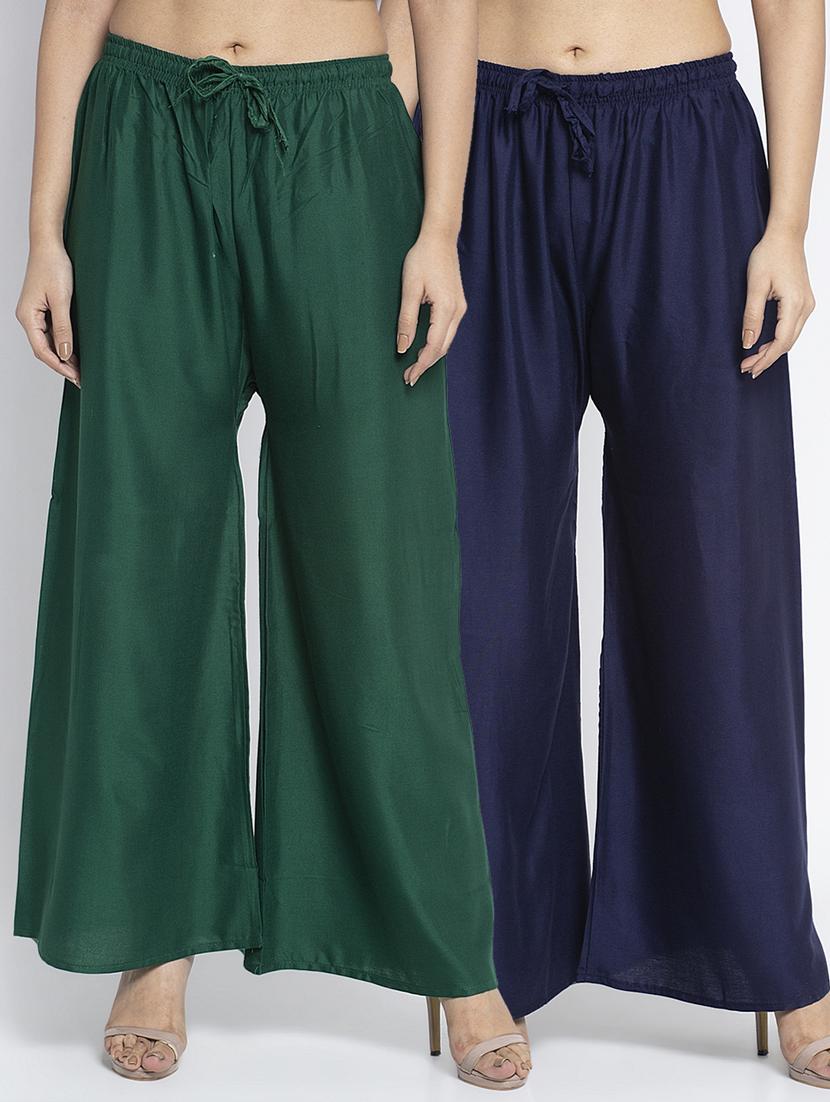 pack of 2 solid flared palazzo - 18984362 -  Zoom Image - 0