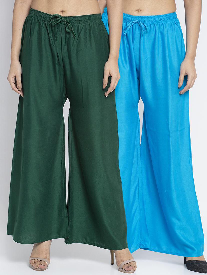 multi colored rayon flared palazzo - 18984364 -  Zoom Image - 0