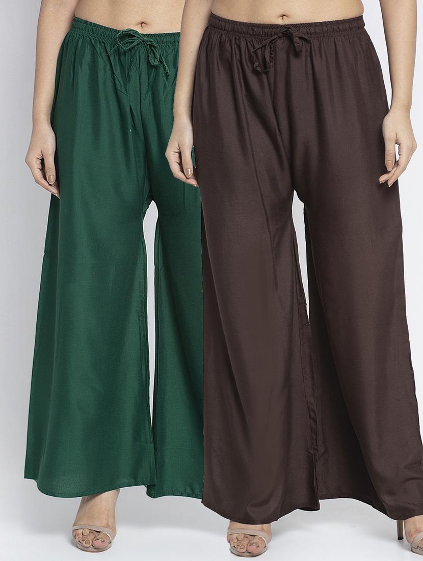 multi colored rayon flared palazzo - 18984372 -  Zoom Image - 0