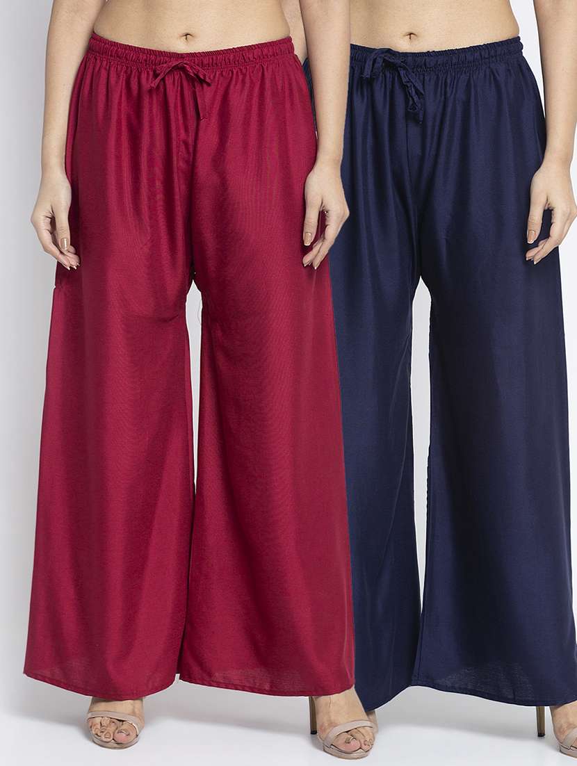pack of 2 solid flared palazzo