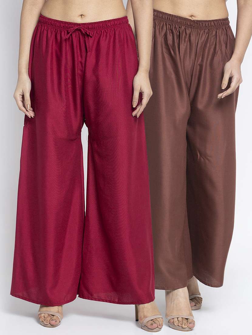 multi colored rayon flared palazzo