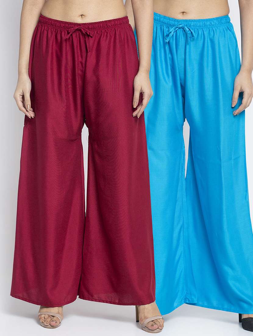 multi colored rayon flared palazzo