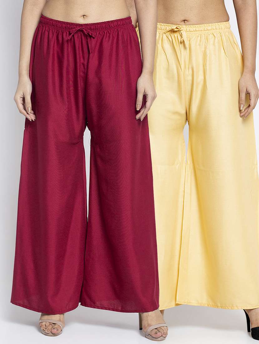 pack of 2 solid flared palazzo