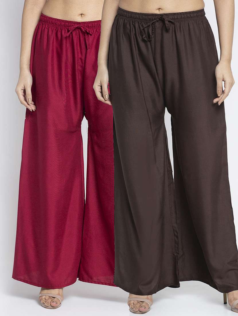 pack of 2 solid flared palazzo