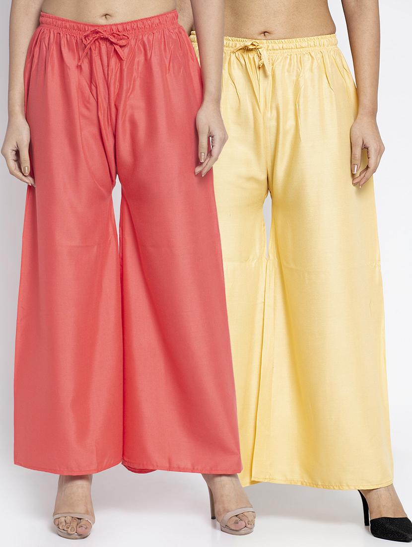pack of 2 solid flared palazzo - 18984393 -  Zoom Image - 0
