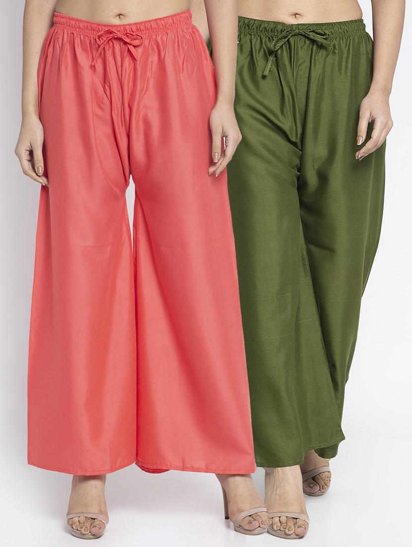 pack of 2 solid flared palazzo - 18984395 -  Zoom Image - 0