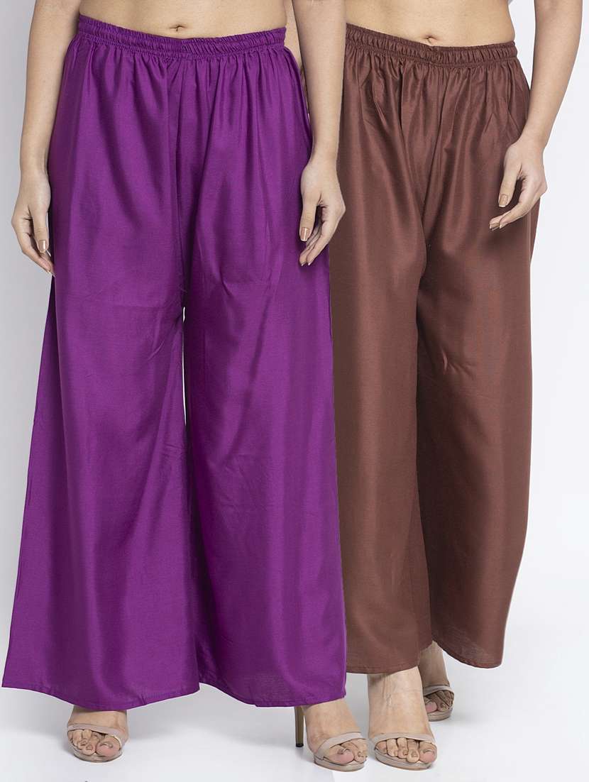pack of 2 solid flared palazzo