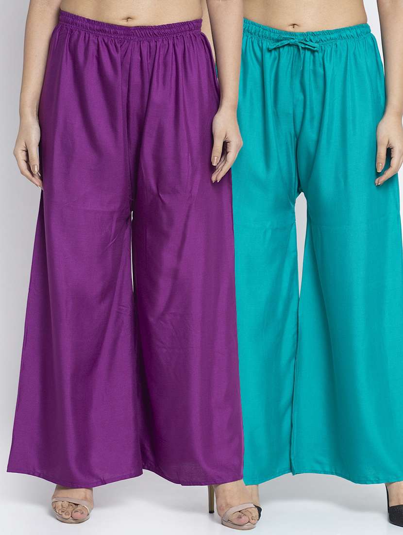 pack of 2 solid flared palazzo