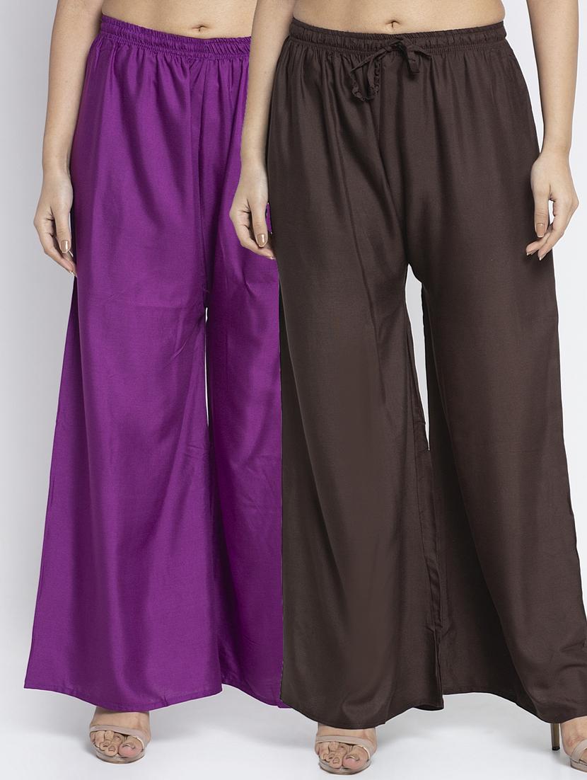 pack of 2 solid flared palazzo - 18984408 -  Zoom Image - 0