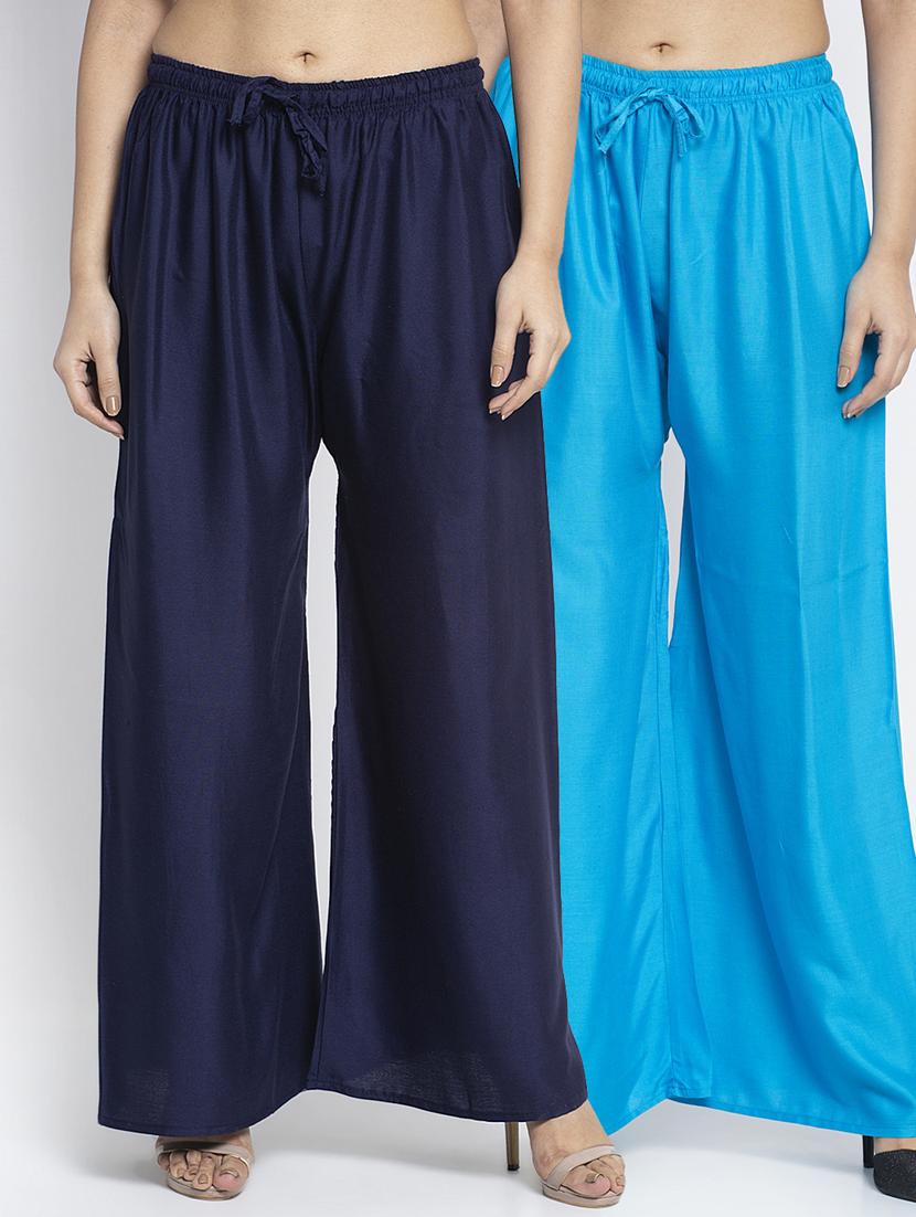 pack of 2 solid flared palazzo - 18984410 -  Zoom Image - 0