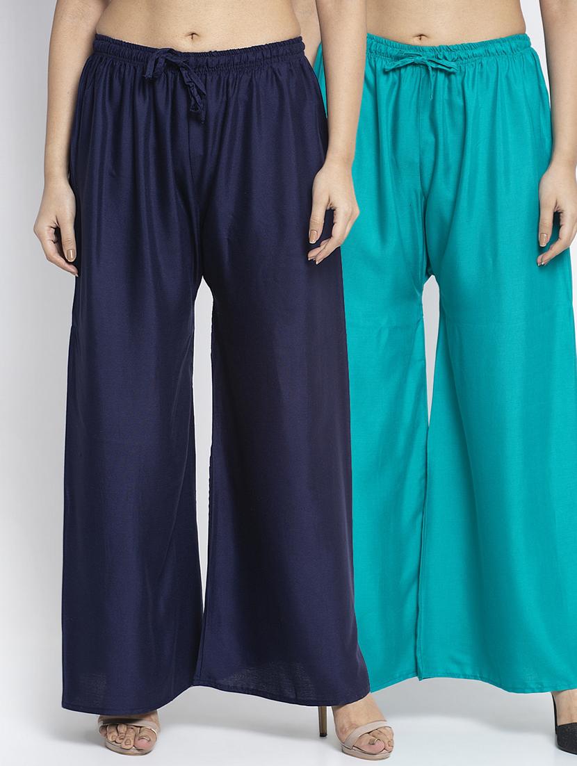 pack of 2 solid flared palazzo - 18984415 -  Zoom Image - 0