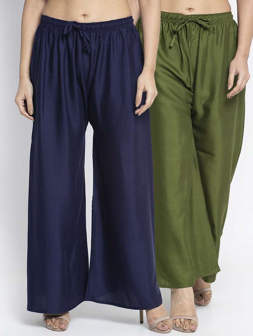 pack of 2 solid flared palazzo