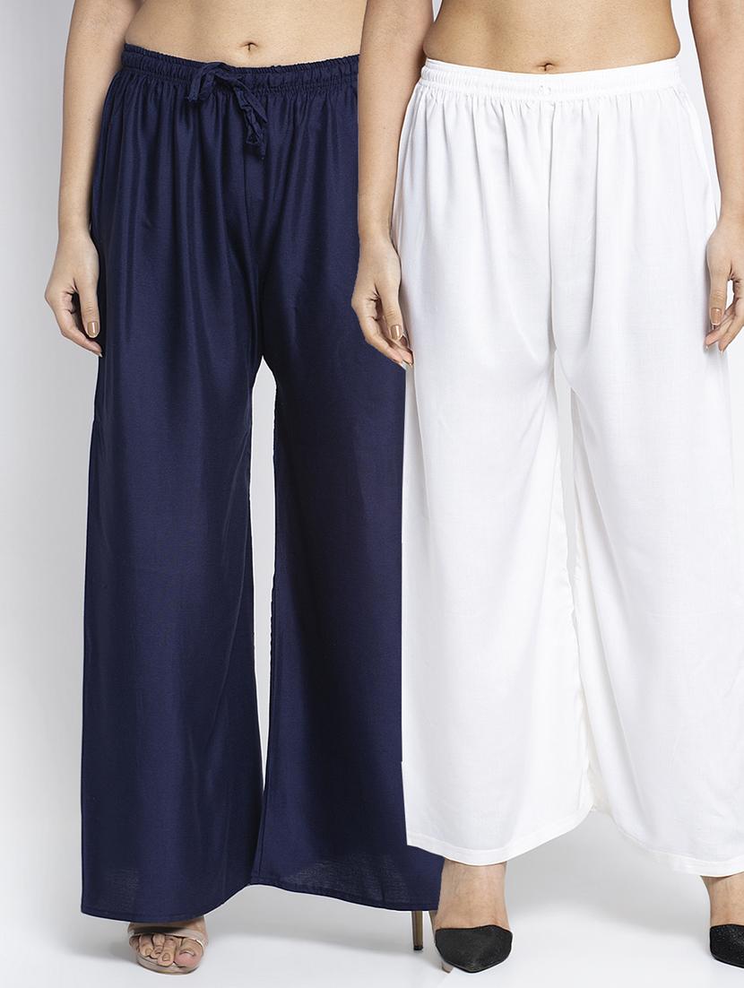 pack of 2 solid flared palazzo - 18984417 -  Zoom Image - 0