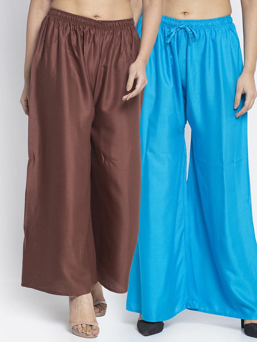 pack of 2 solid flared palazzo - 18984419 -  Zoom Image - 0