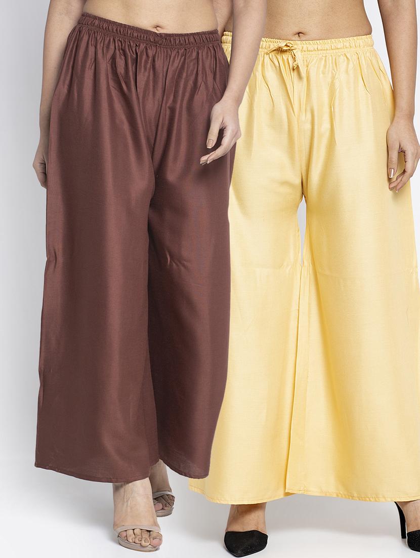pack of 2 solid flared palazzo - 18984423 -  Zoom Image - 0