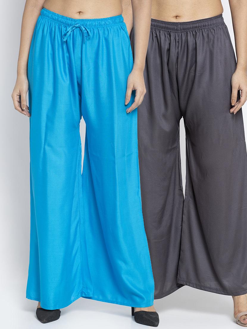 pack of 2 solid flared palazzo - 18984429 -  Zoom Image - 0