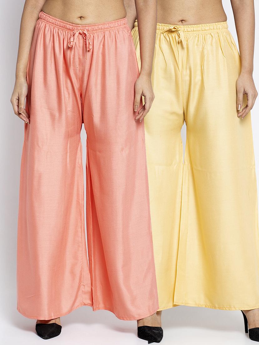 pack of 2 solid flared palazzo - 18984438 -  Zoom Image - 0