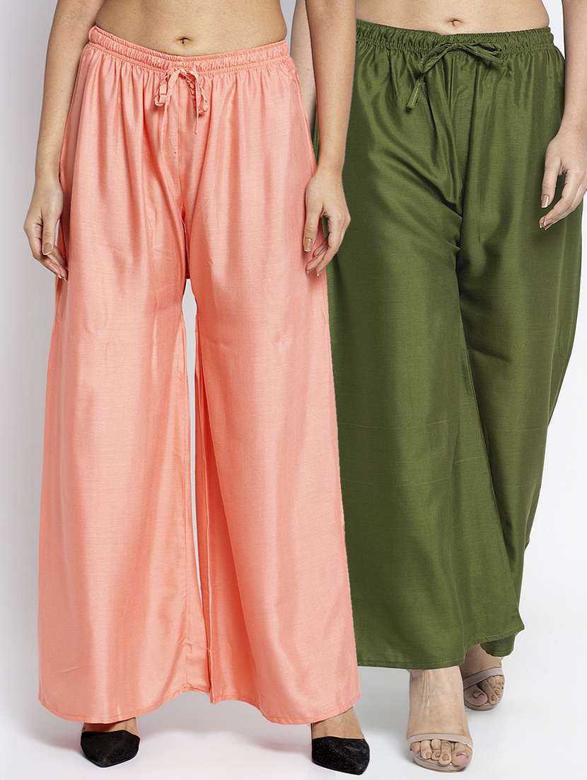 pack of 2 solid flared palazzo