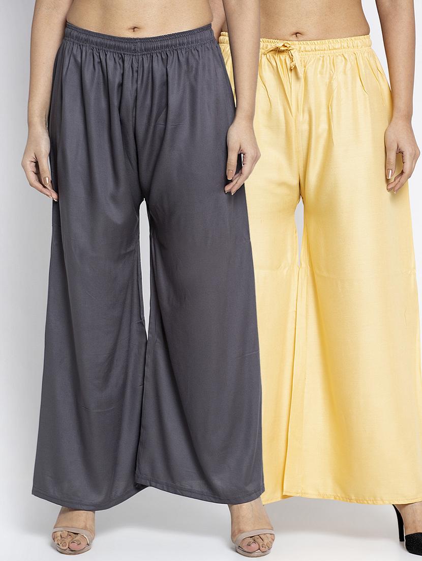 pack of 2 solid flared palazzo - 18984444 -  Zoom Image - 0